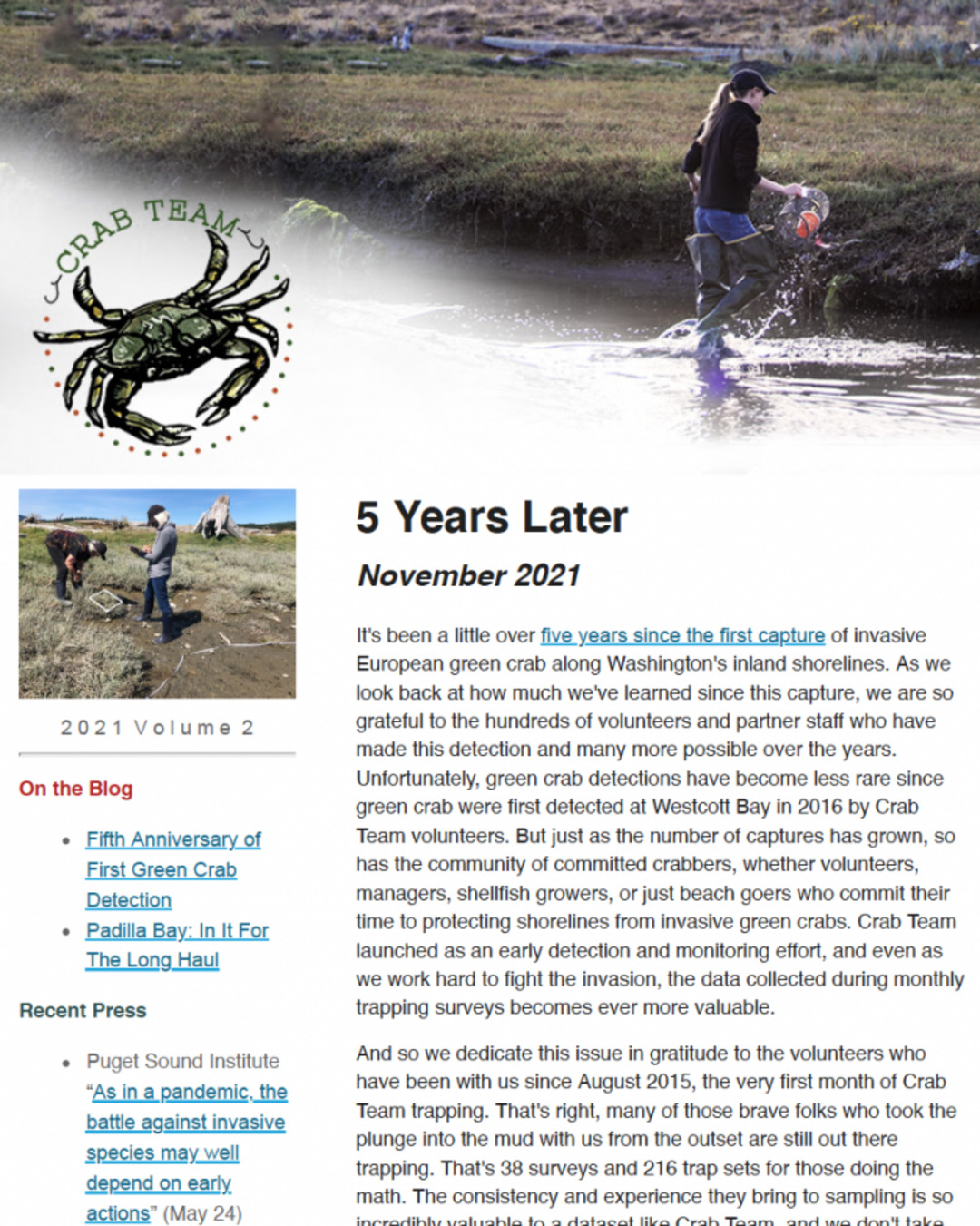 Crab Team Newsletter 2021 cover