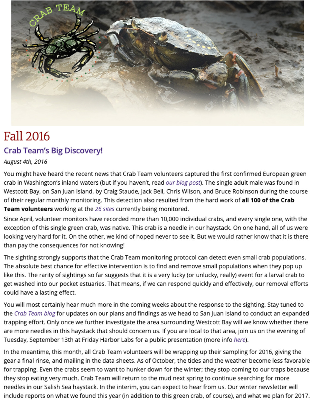 Fall 2016 newsletter cover