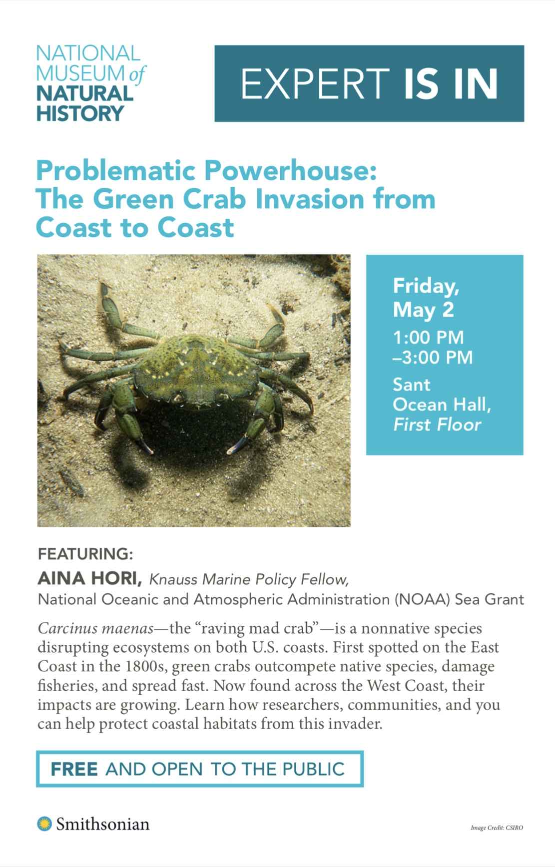 European green crab outreach flyer.