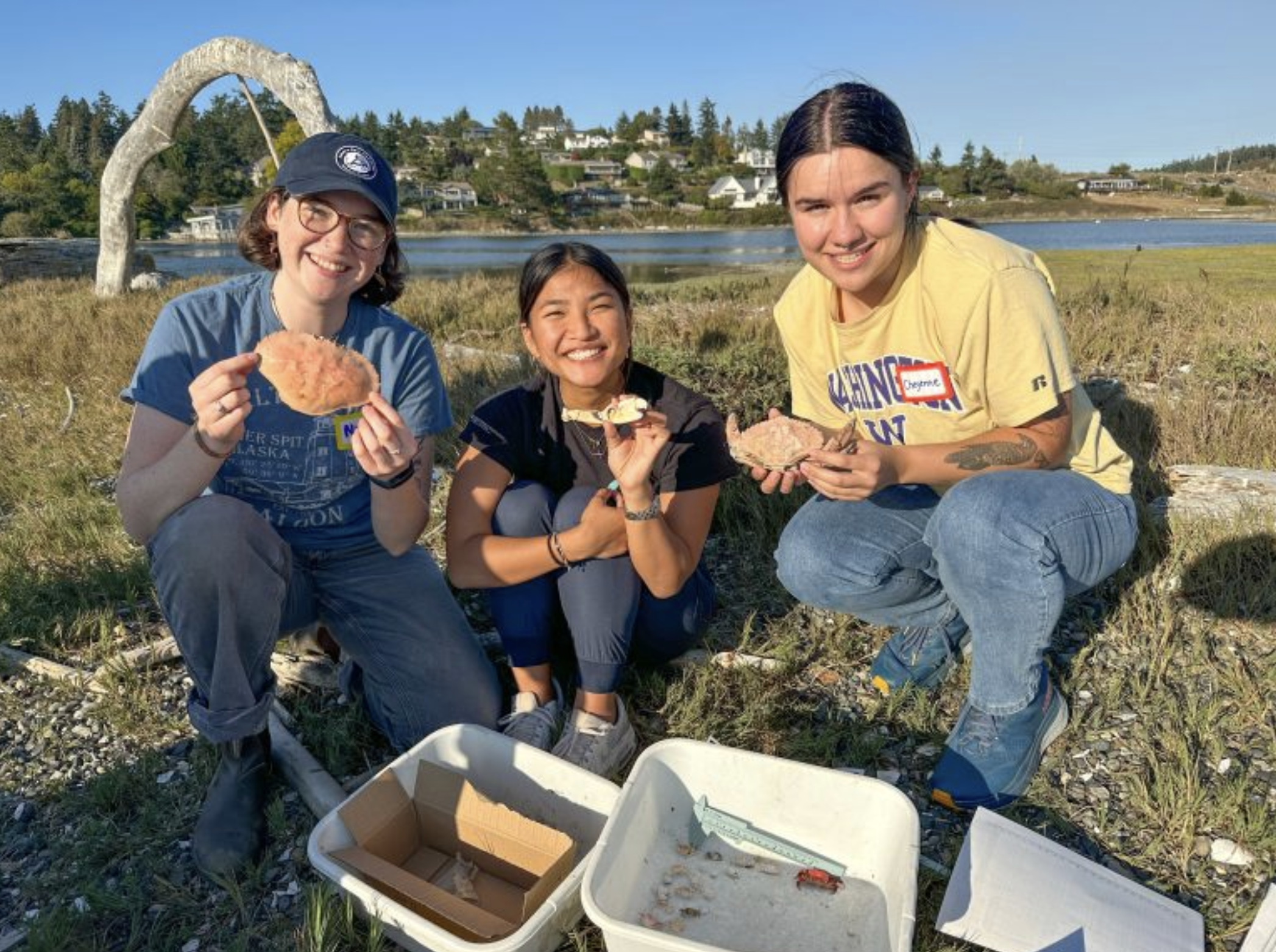 WhatcomVolunteers Volunteers in San Juan County smiling with their collected crab molts