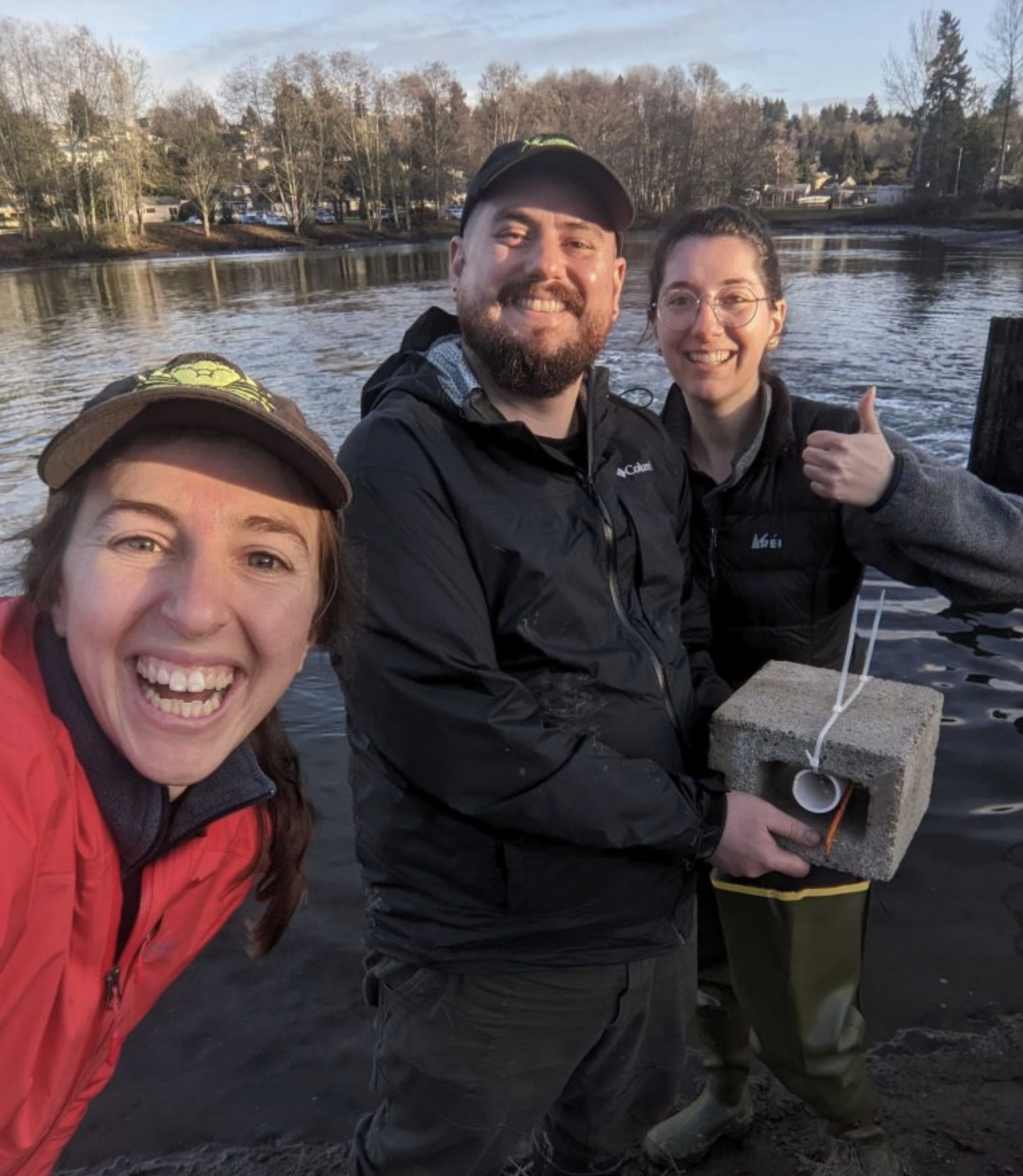 ZachBengtsson_Groupphoto Zach, Lisa, and Elyse placing a temperature logger