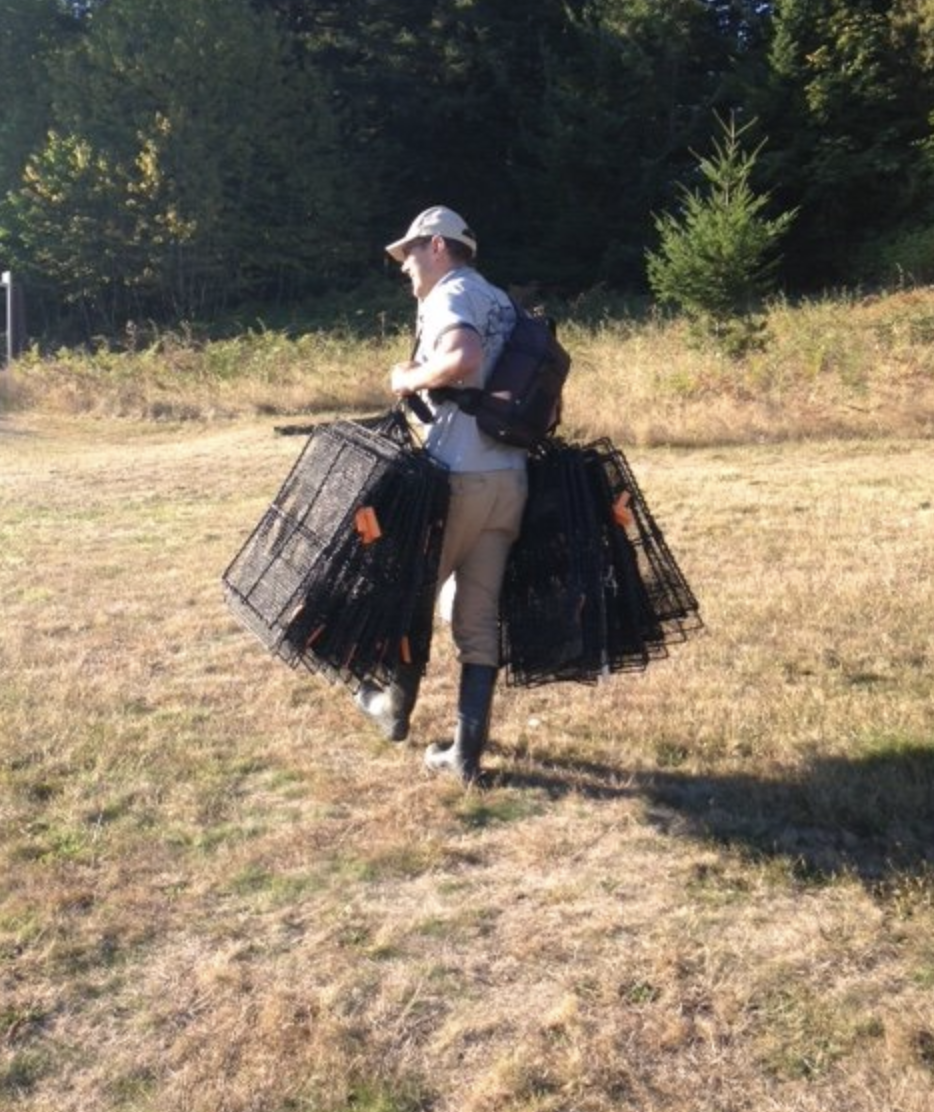 WDFW Zodiac at the Roche Harbor boat ramp, loaded with Fukui and minnow traps, and bait, just before heading to Henry Island.</p>
<p>